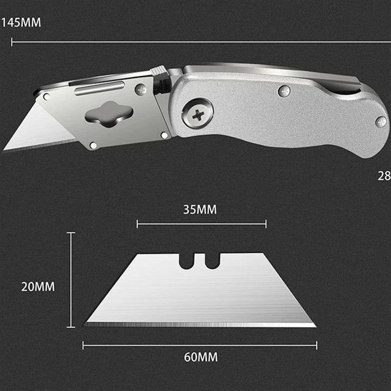 Imagem -05 - Faca de Metal Multifuncional Papelaria Dobrável Corpo de Alumínio Leve Mudança Rápida Sk5 Lâminas de Corte de Navalha