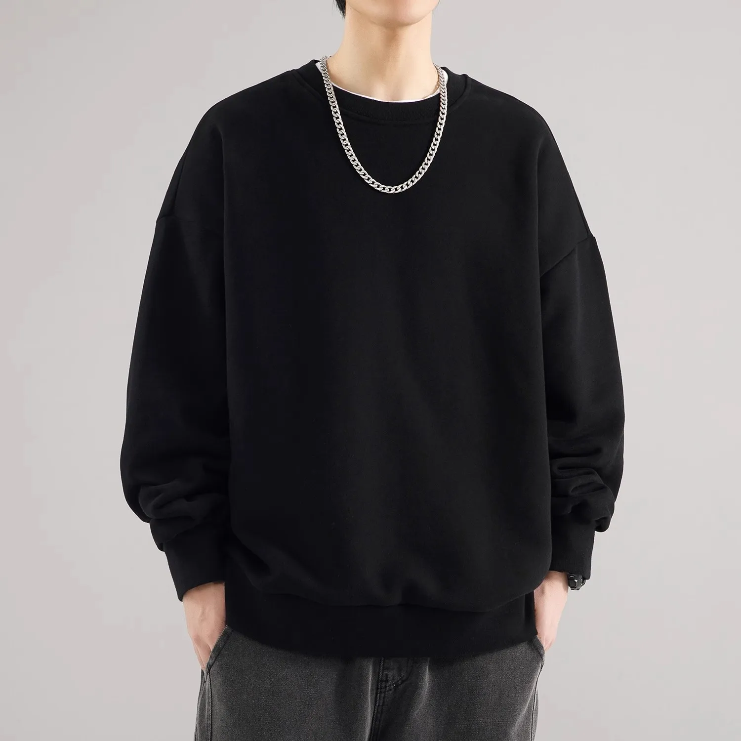 Loose Fit Long Sve round Ne Men's Hoodie Spring Autumn Casual Comfortable Cotton Polyester Youth Trendy American Sle