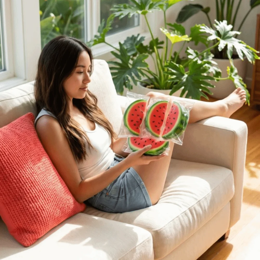 Simulation Fruit Watermelon Squeeze Cute Summer Eggplant Cucumber Sensory Fidget Ball PU Realistic Slow Rebound Student Prize