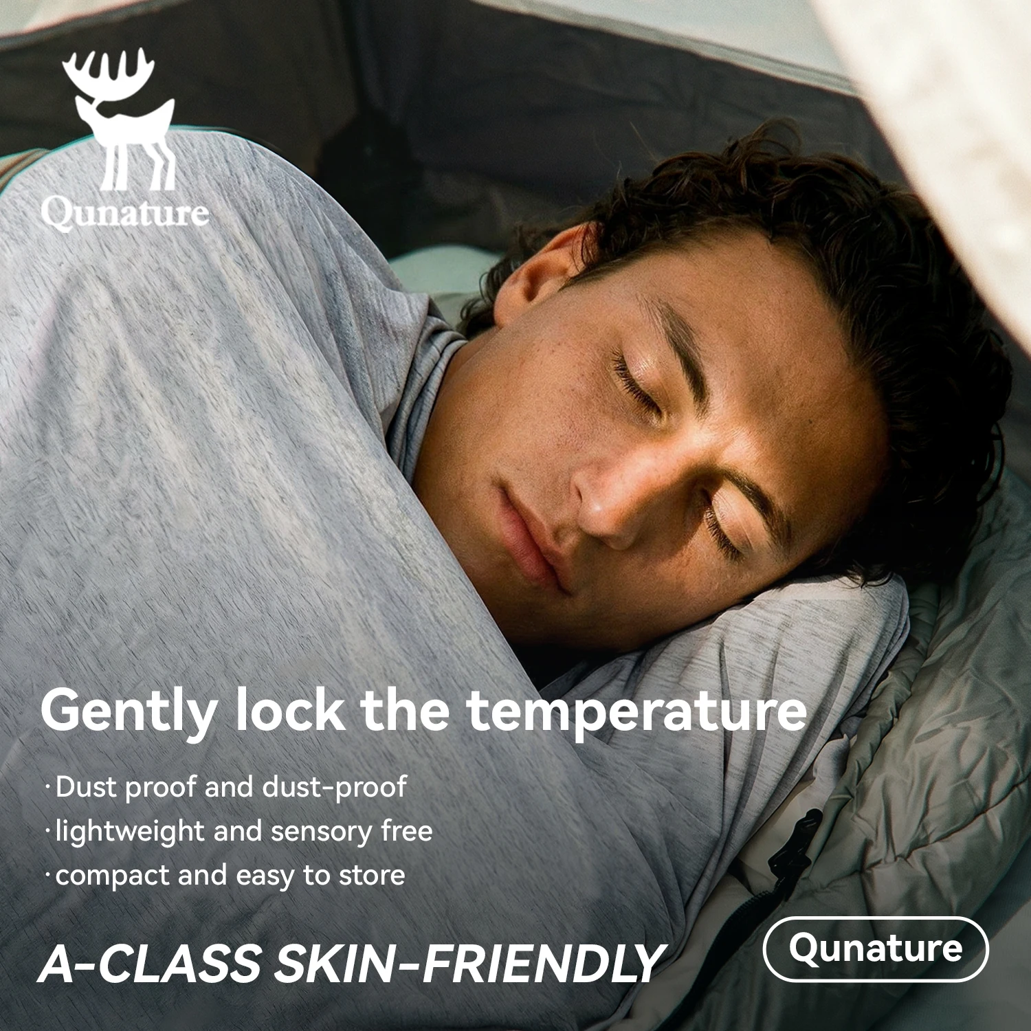 Qunature Sleeping Bag Lightweight Portable Camping Travel Sheet Ultralight Outdoor Skin-friendly Washable Travel Sleeping Bag - view 2