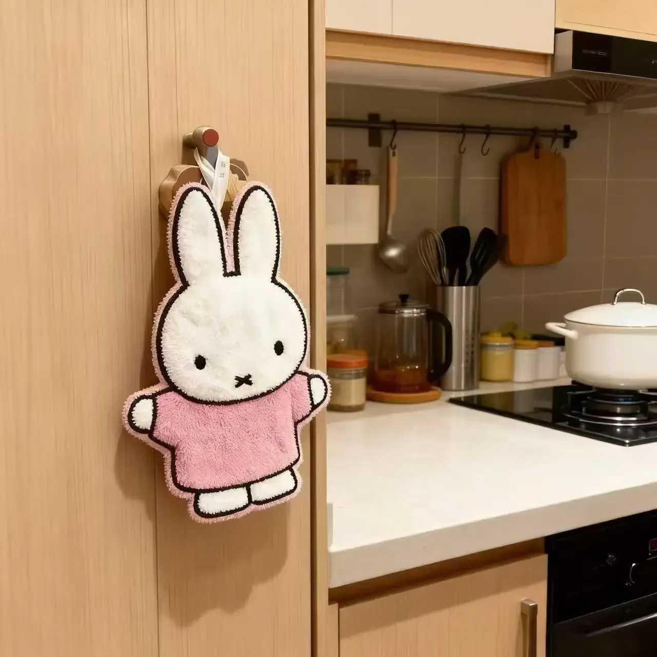 Kawai Miffy Rabbit Hand Towel Thickened Cartoon Wipe Cloth Versatile Household Supply Bathroom Kitchen Washroom Home Decoration view 2