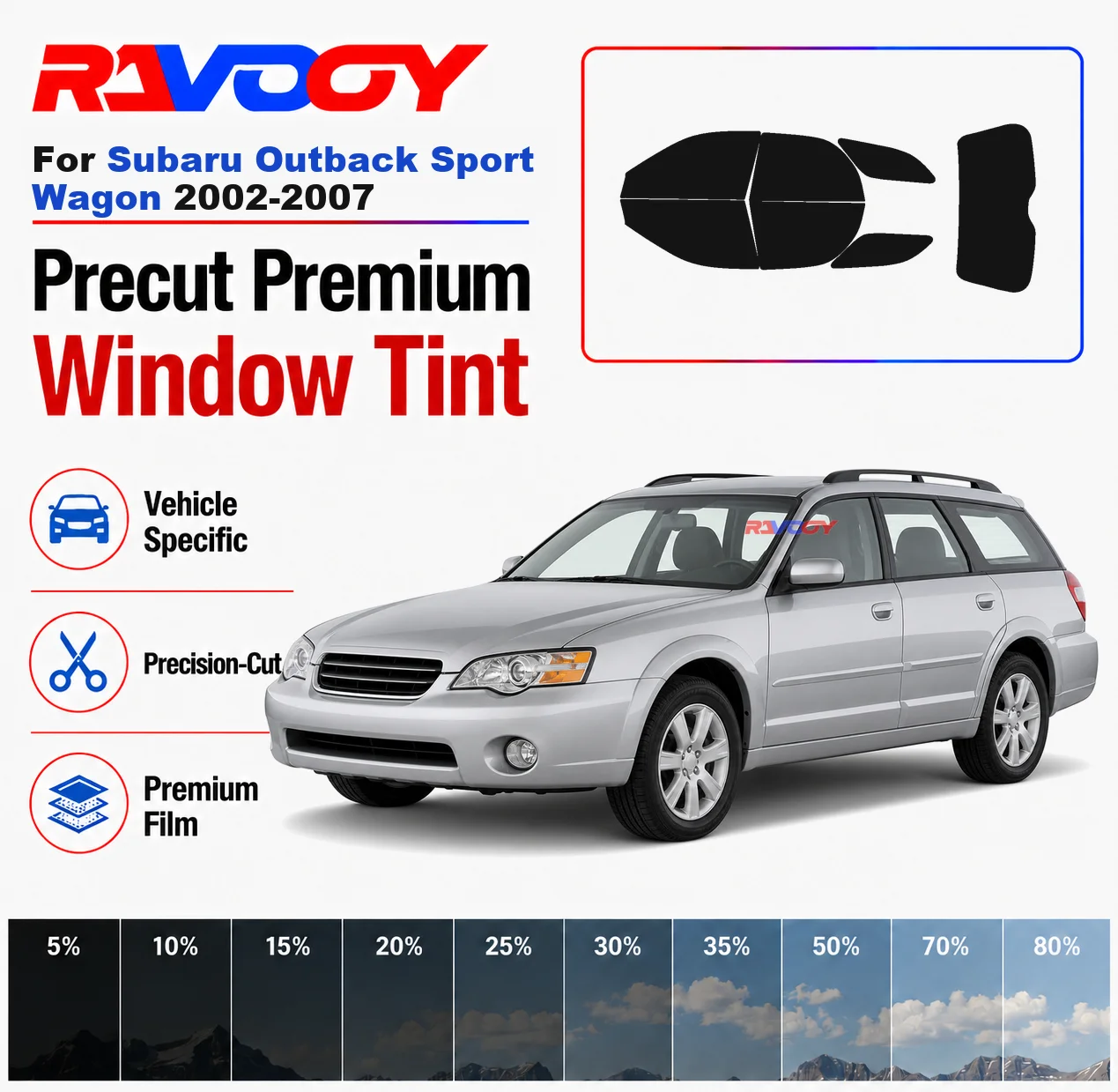 

Premium Precut Window Tint Kit Front Rear Windows Rear Windshield For Subaru Outback Sport Wagon 2002-2007 Nano Ceramic Film