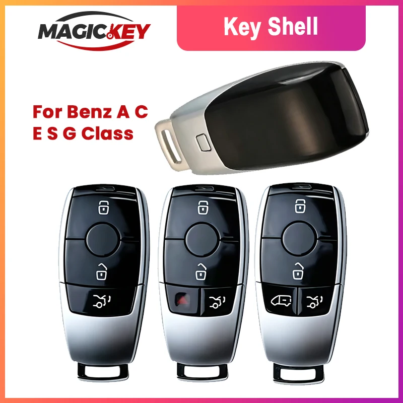 

MAGICKEY 3 4 Bottons Car Key Fob Case Shell Housing for Mercedes Benz A C E S G Class GLC CLE CLA GLB GLS W177 W205 W213 AMG