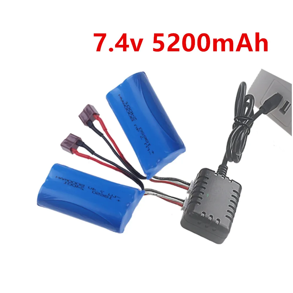 5200mAh 7.4V 18650 Li-ion Battery for Wltoys 144001 /12428/12423 battery Waterproof and Fireproof RC Car Parts 2S For A959-B