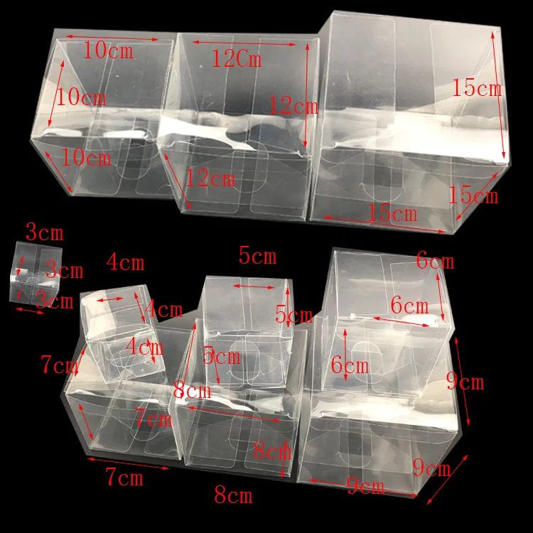 Scatola di imballaggio trasparente da 20 pezzi scatole regalo di plastica quadrate piccole porta bomboniere di compleanno sacchetti di caramelle dolci al cioccolato