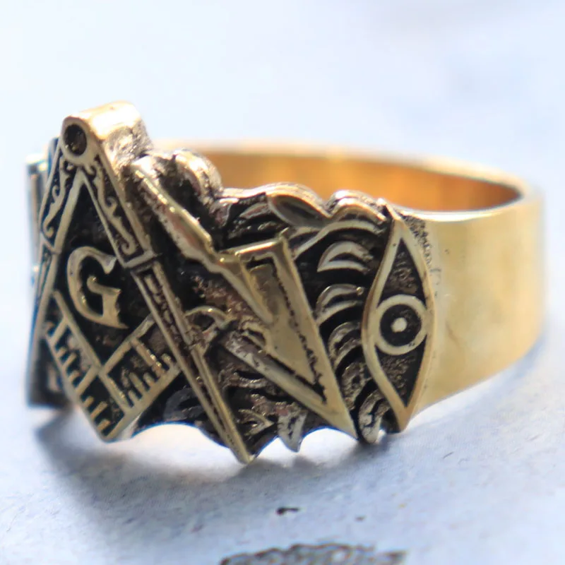 10 جرام ميسون رجل خاتم الذهب رجالي الفن الديني الإغاثة 925 الصلبة الفضة الاسترليني أحجام مختلفة 9-13