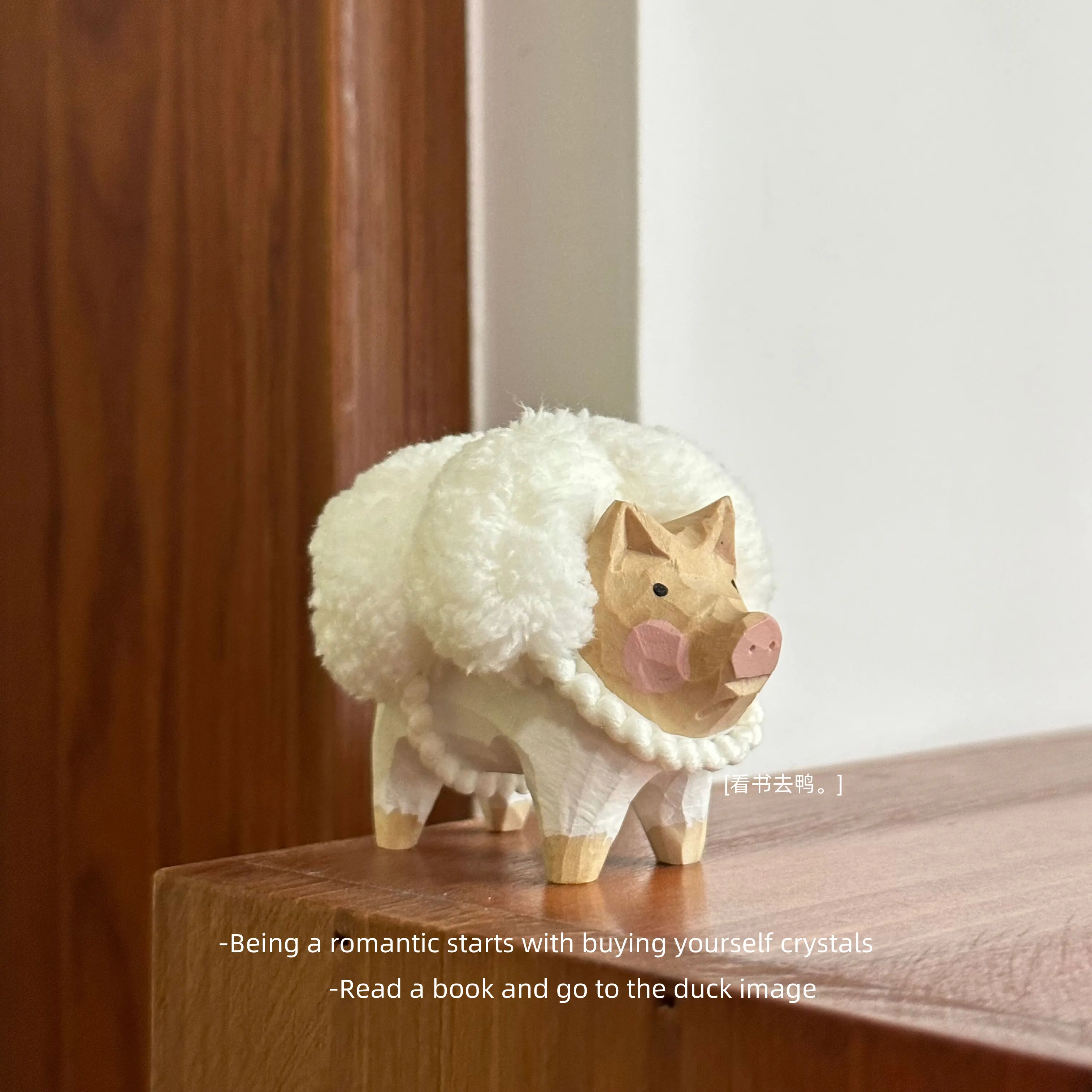 Raised Cute Sheep Pig Decoration 6cm Wood Carving Handicraft Cute Birthday Gift