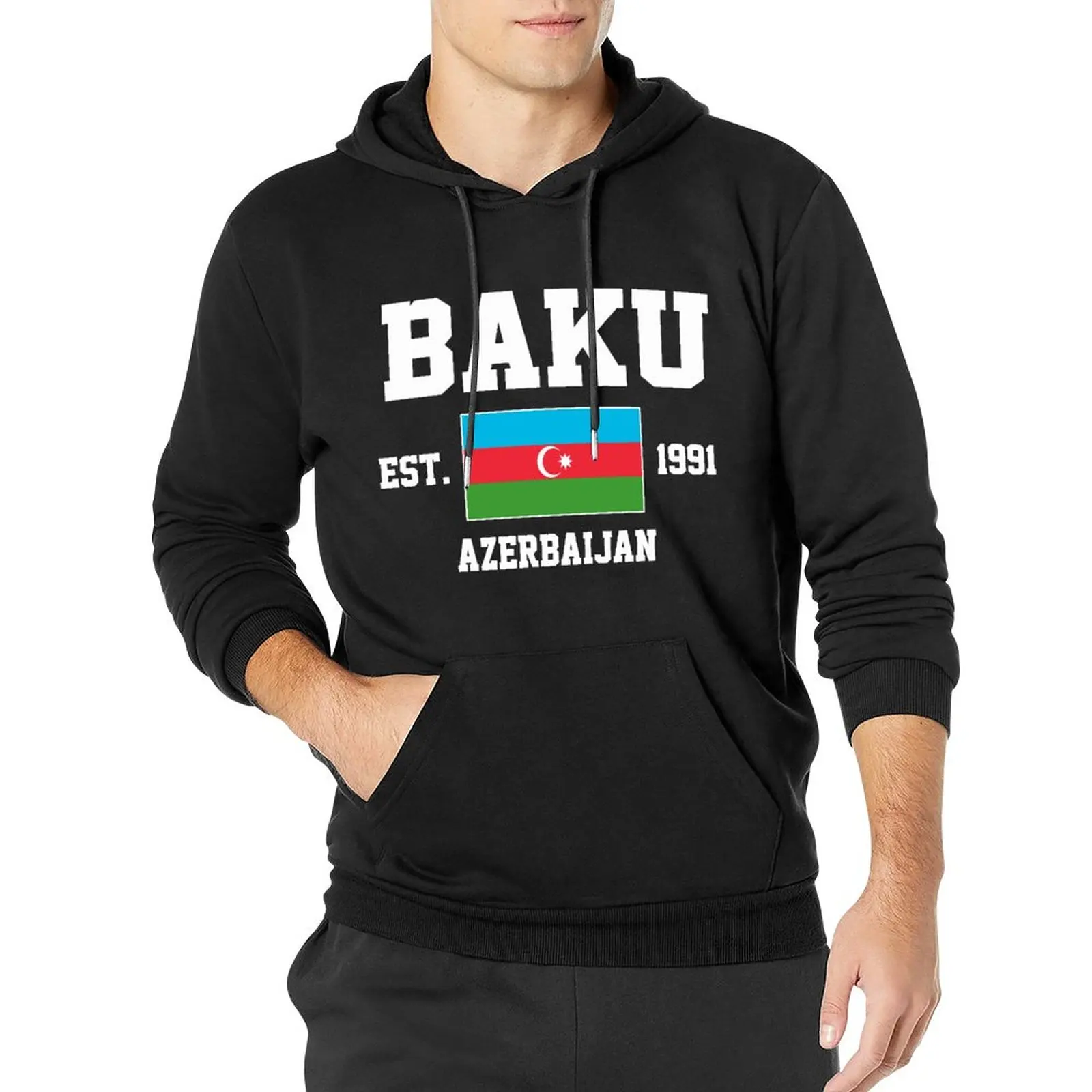 Men Women Hoodies Azerbaijan EST.1991 Baku Capital Hoodie Pullover Hooded Hip Hop Sweatshirt Cotton Unisex