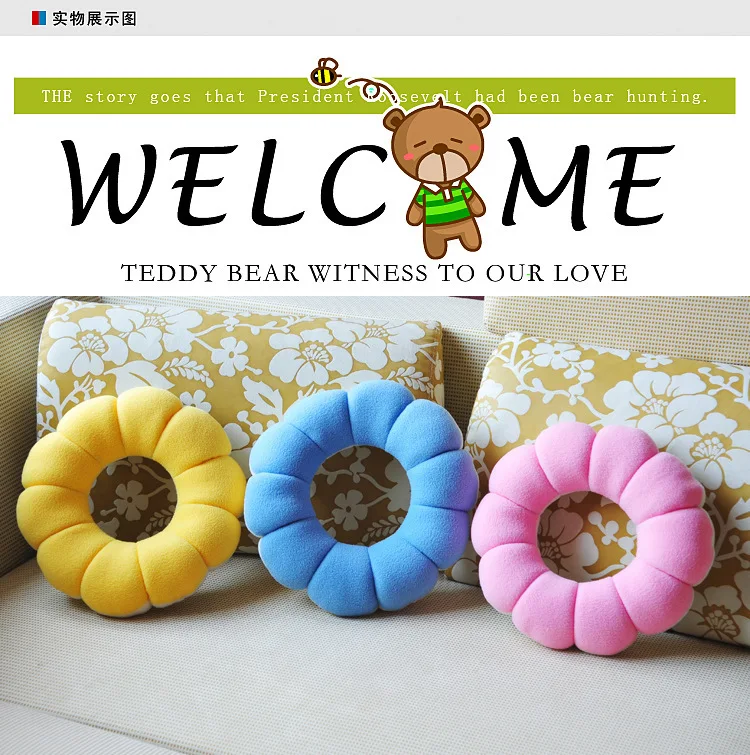 Foam Particles Sun Flower Pillow Office Travel Double-sided Multifunctional Neck Protector Lying Sleeping Pillow Round Cushion