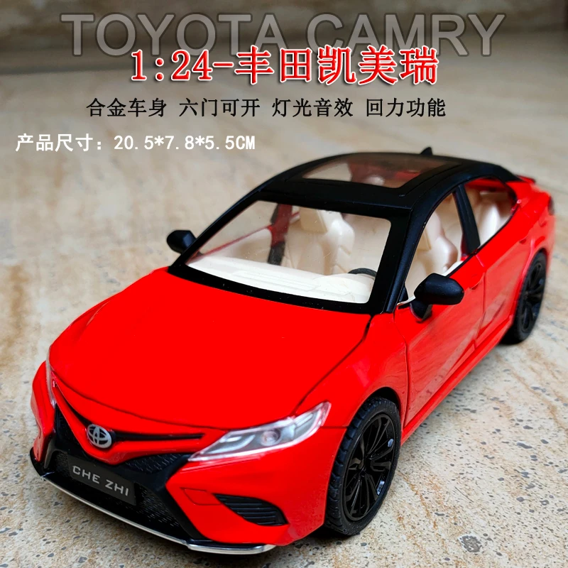 1:24 Toyota Camry Diecast Toy Vehicle Model Pull Back Sound & Light Doors Openable Educational Collection Gift Kids A165