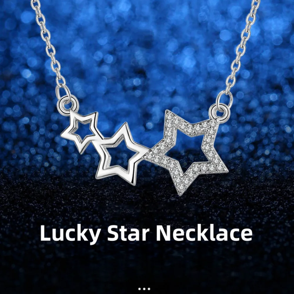 

925 Sterling Silver Necklace Star Zircon Pendant Female Model Sweet And Cute Star Clavicle Necklace Jewelry Gift