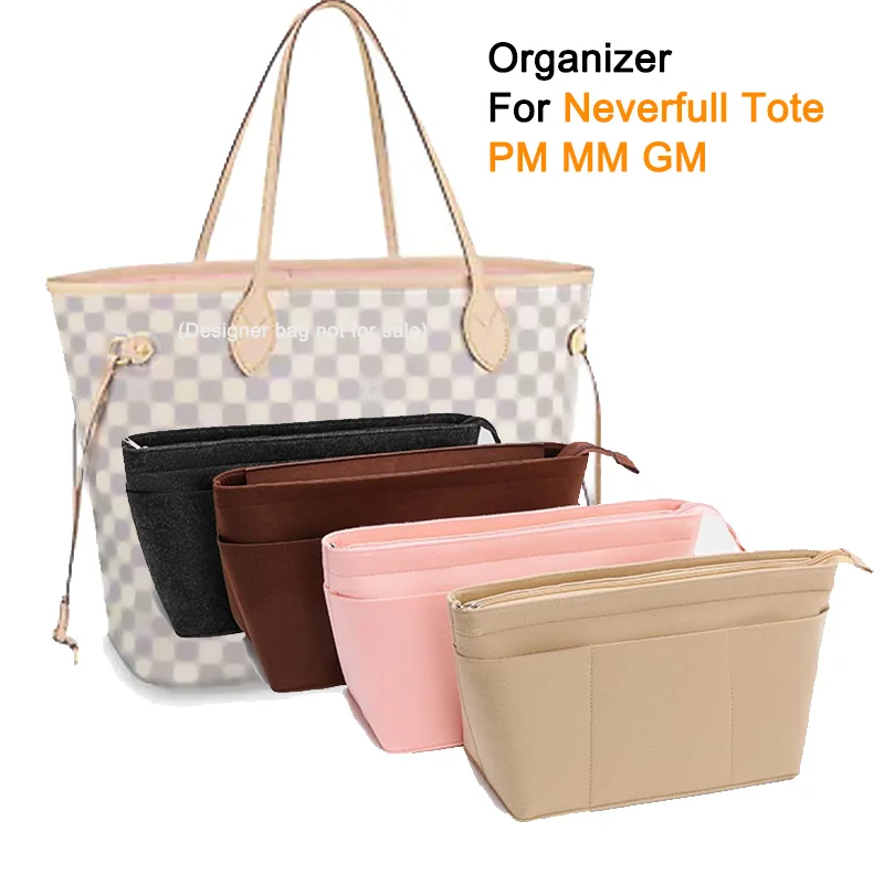 

Used For Neverfull Shopping Bag Insert Organizer,PM MM GM Storage Bag Top Zipper 12 Pockets,tote Bag Inner Pouch Liner