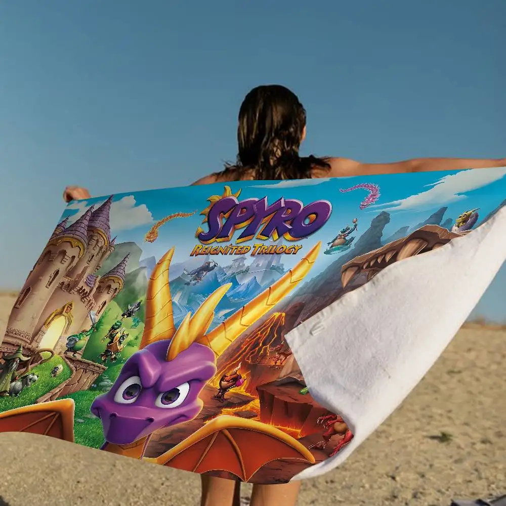Games S-Spyro Dragon Beach Towel Colorful Bath Towels for Girl Microfiber Quick Dry Custom Sand Free Beach Yoga Spa Gym Pool