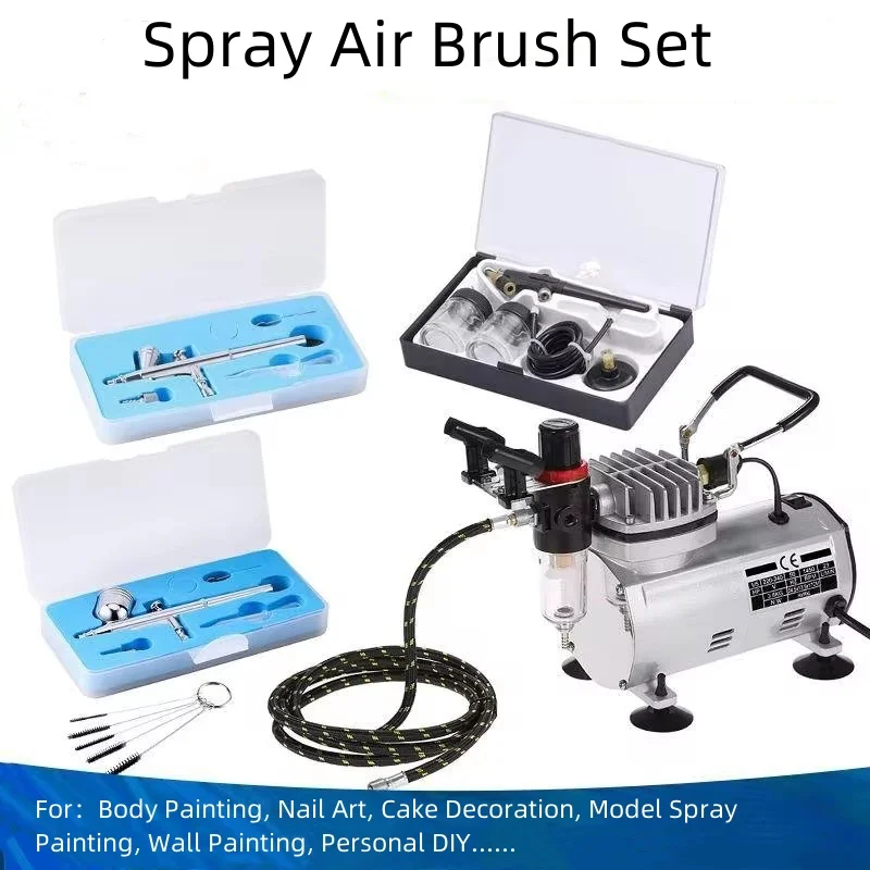 Compressor Sandblaster High-pressure Spray Gun Pump Tattoo Manicure Cake Spraying Air Compressor Portable tourist Spray Gun Kit