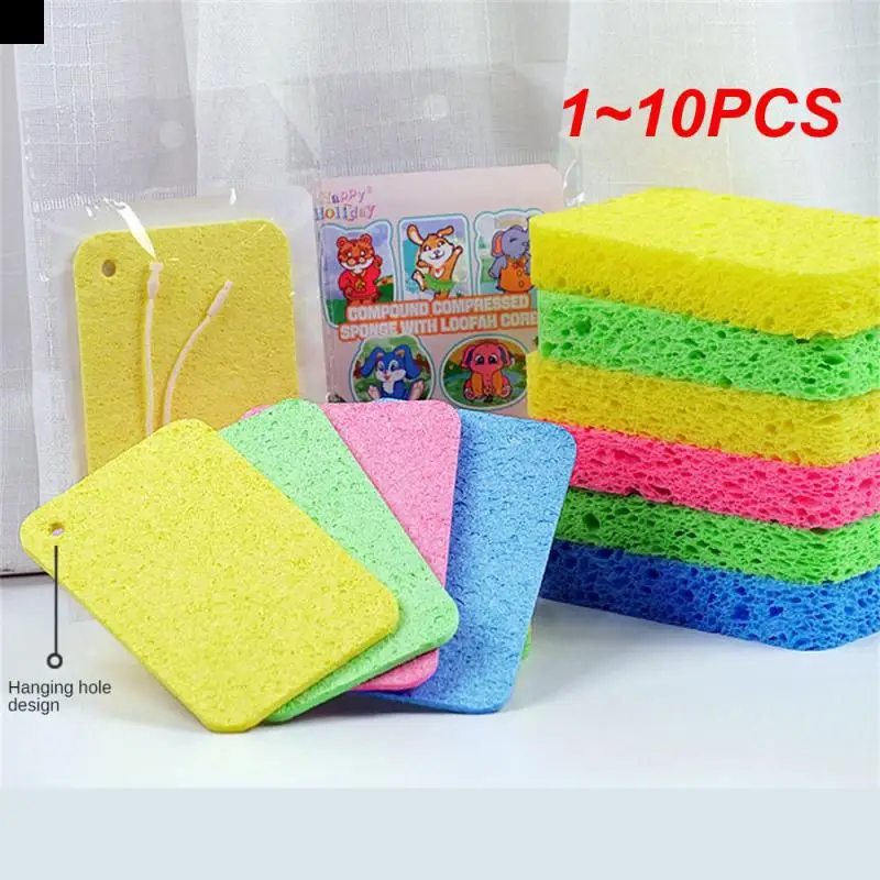 1~10PCS Cleaning Sponge RubsBrush Descaling Compress Clean Rub Sponge Wipe For Cooktop Pot Compressed Rubs Kitchen Cleaning