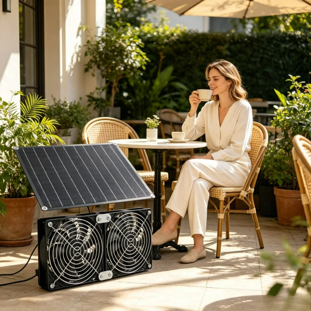 NEW Solar Dual Fan Vent Kit 15W 20W IPX7 Waterproof Quiet 3200RPM High Airflow Exhaust Cooling with Solar Panel for Chicken