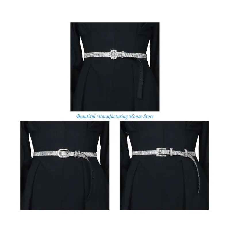

E56A Luxurious Waist Belt with Pin Buckle for Adult Jeans Skirt Decors