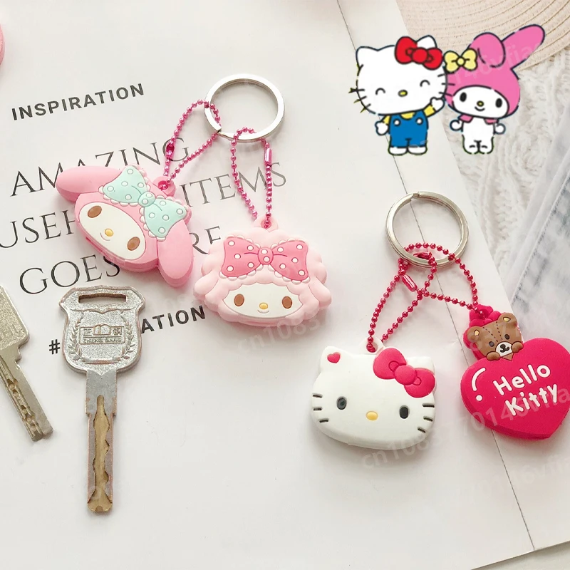 

Hot Sanrio HelloKittys Key Protective Caps Anime Cartoon My Melody Modeling Key Cover Portable Keychain for Best Friends Gifts