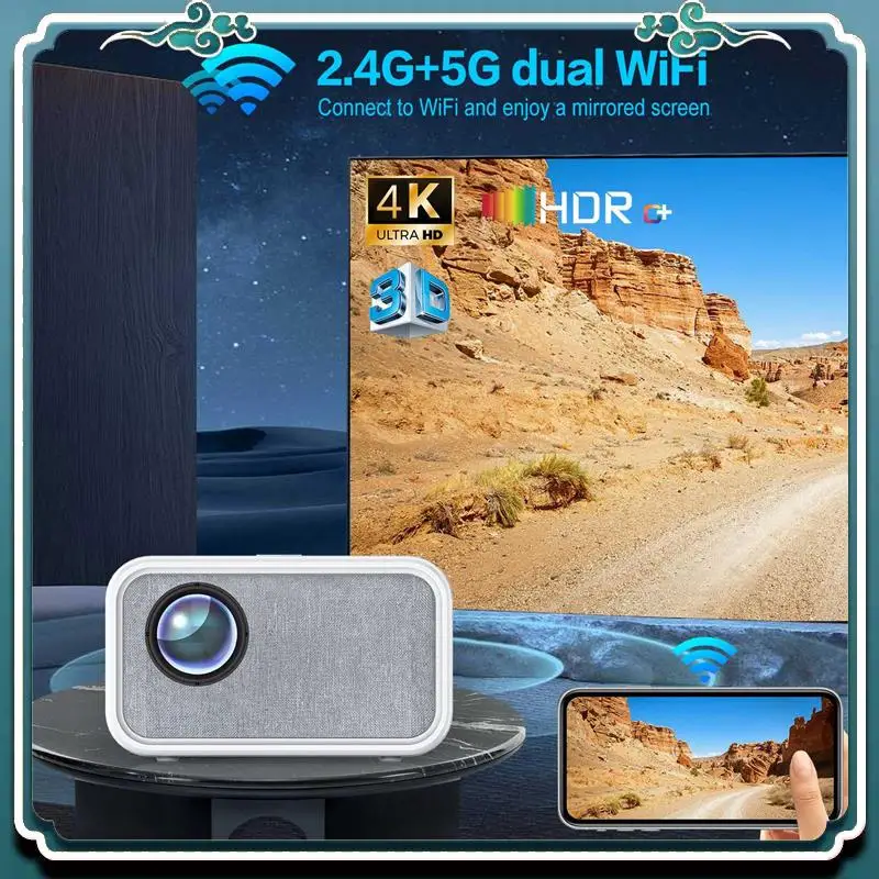 

1080P Full HD 4K Android 350ANSI Lumen 2.4 +5G Dual Wifi Portable Projector Cinema -EU Plug