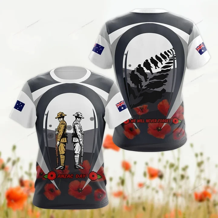 Custom Name Summer Casual Australia Soldier Graphic T-shirts Summer Casual Men's Fashion Streetwear Loose Short Sleeve Jersey