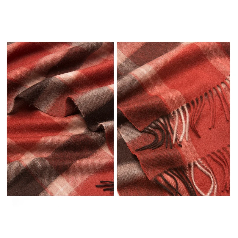 Sciarpa in cashmere 100% scozzese con nappa Donna Uomo Inverno Caldo morbido Sciarpa al collo Scialle Sciarpe lunghe in cashmere unisex 190 * 32 cm