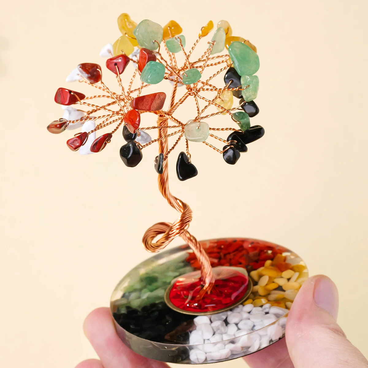 1PC Natural Stones 7 Chakra Healing Crystals Stones Tree Home Office Desk Living Room Feng Shui Decoration for Luck Home Decorat
