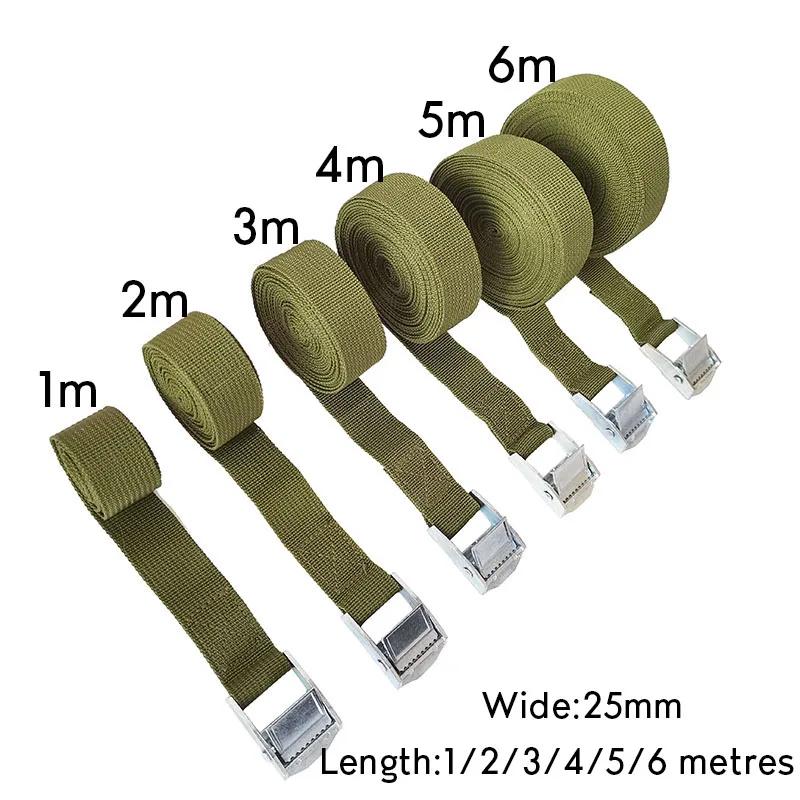 Olive Car Rope Tie Down Strap Strong Ratchet Belt Car Luggage Bag Cargo Lashing Strap With Metal Buckle Dropshipping