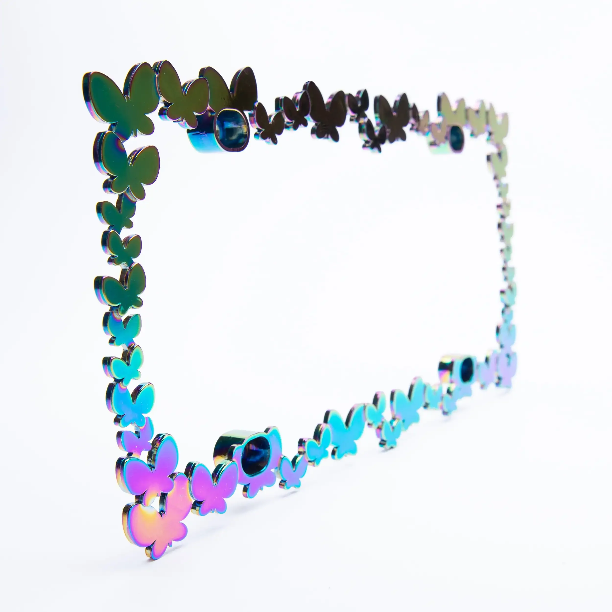 3D Butterfly Chameleon Chrome Metal License Plate Frame,Weather-Resistant,Easy Installation,Universal