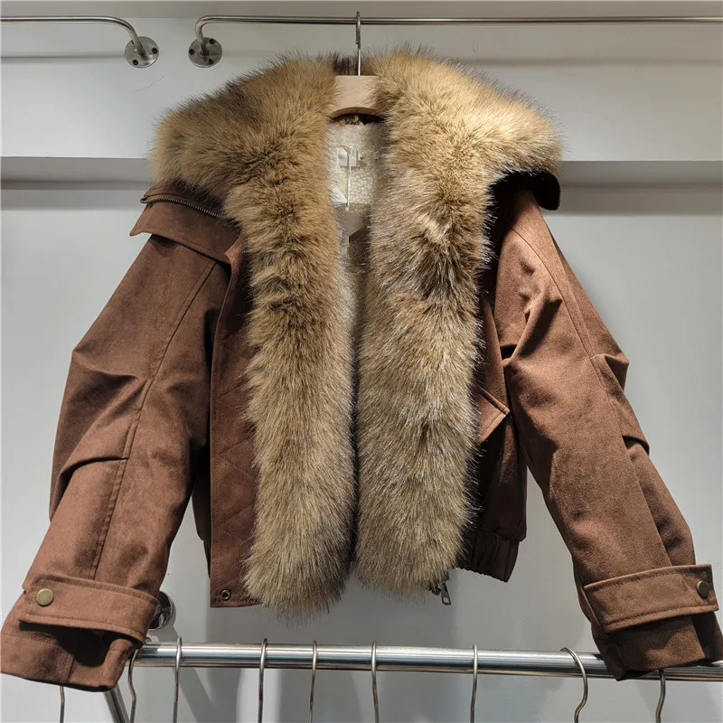 

Clothland Women Stylish Thick Padded Jacket Fur Spliced Long Sleeve Female Outwear Fashion Winter Coats Mujer CB286