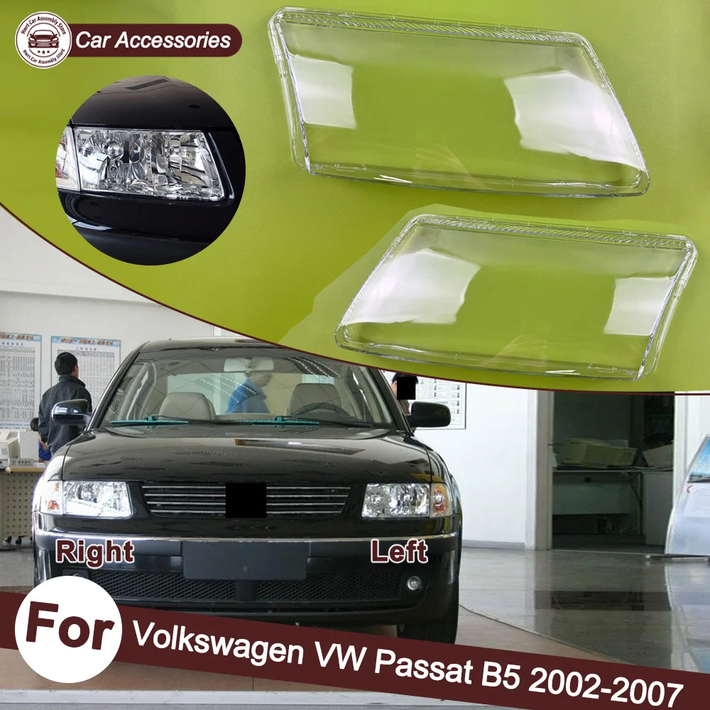 For Volkswagen VW Passat B5 2002-2007 (2.8L V6 Not available) Car Front Headlight Cover Lampshade Lampcover Caps Headlamp Shell