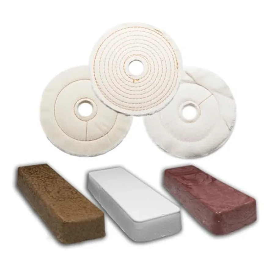 

3-Step Buffing Kit with Buffing Compound Buffing Wheels for Brass Copper Aluminum Polishing Kit for Bench Grinder