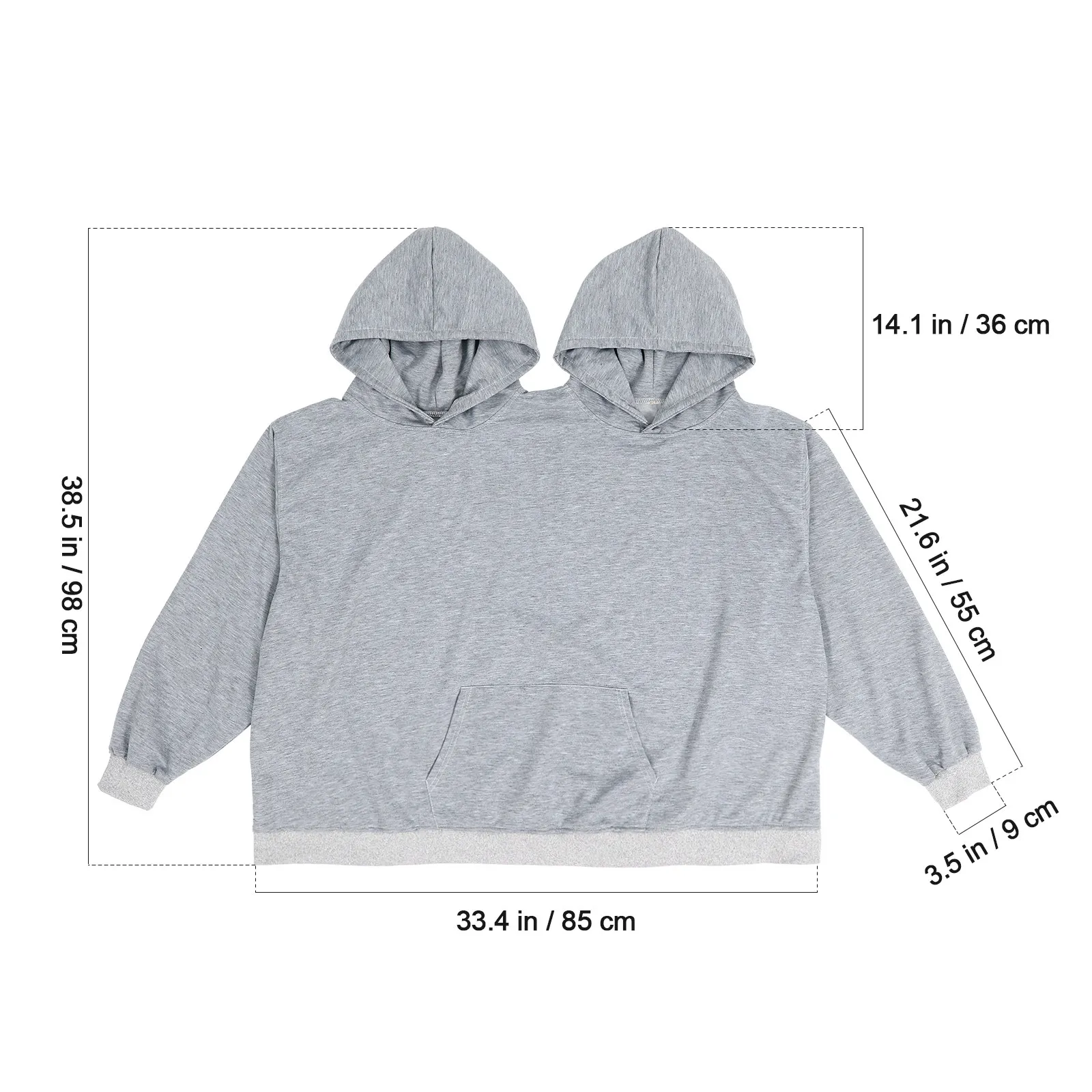 Oversize Couple Hoodie Conjoined Double Sweatshirt Funny Matching Hoodie for Couples Two Person Pullover Casual Wear view 5
