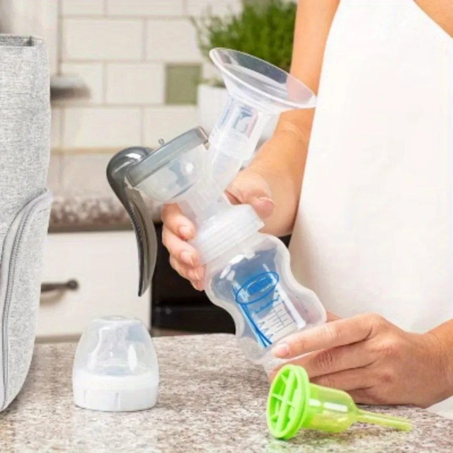 Ручной молокоотсос с мягким силиконовым защитным чехлом и вариантом защиты от колик + детские бутылочки — 4 шт. — 5 унций