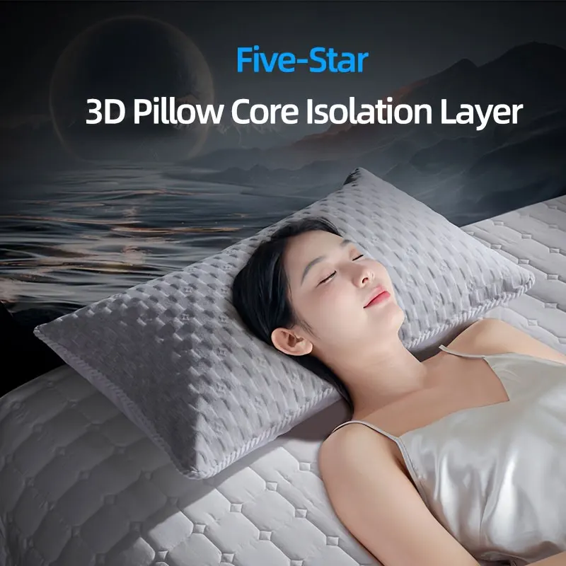 [2-Piece Set] 7A Antibacterial Pillow Core Isolation Layer Cotton Pillowcase, Envelope-Style Wrap-Around Non-Slip Pillow Protector, Inner Liner Anti-Dirt Pillow Cover, Comprehensive Isolation and Dust Protection