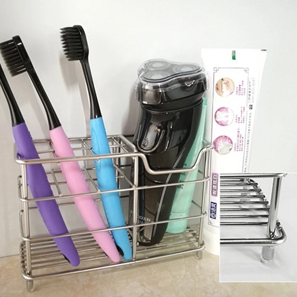 

Holder Toothpaste Stand Toothbrush Holders Metal Bathroom Silver Stainless Steel