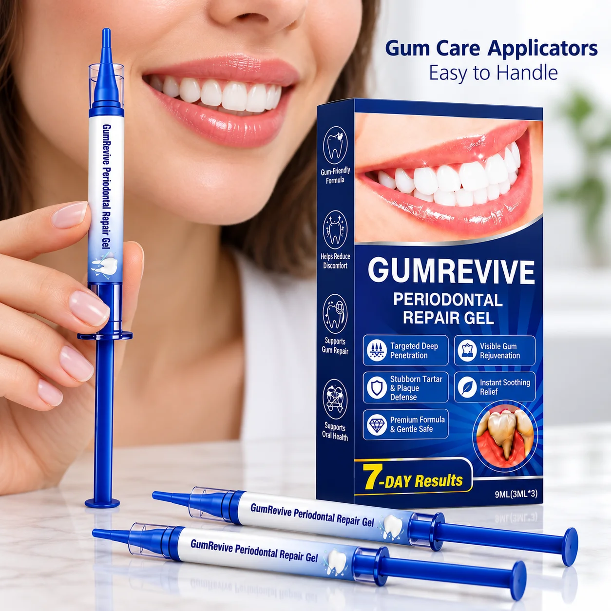 Daily Gum Care Gel In Three 3ml Dispensers With A Gentle Formula For Oral Care And Plunger Design With Individually Capped Tips