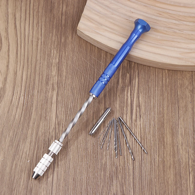 Набор ручных спиральных сверл 0,5-3 мм, синий удлиненный полуавтоматический инструмент для сверления янтарных пластиковых печатных плат, спиральная дрель, бытовые инструменты