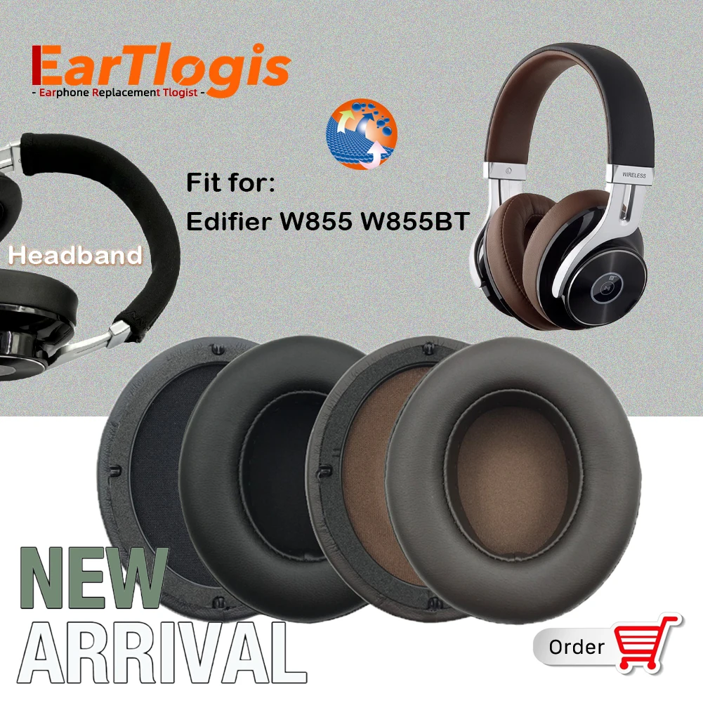 EarTlogis استبدال بطانة للأذن ل اديفير W855 W855BT واط 855 BT سماعة أجزاء و عقال غطاء للأذن وسادة الكؤوس وسادة
