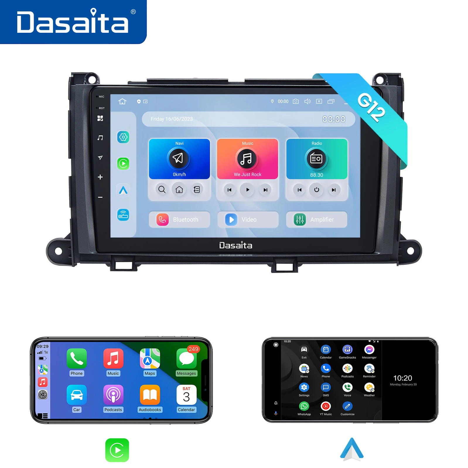 

Dasaita for Toyota Sienna XL30 2011 2012 2013 2014 Qualcomm 665 9" QLED Screen 8G+256G Carplay Android Auto Radio Car Stereo