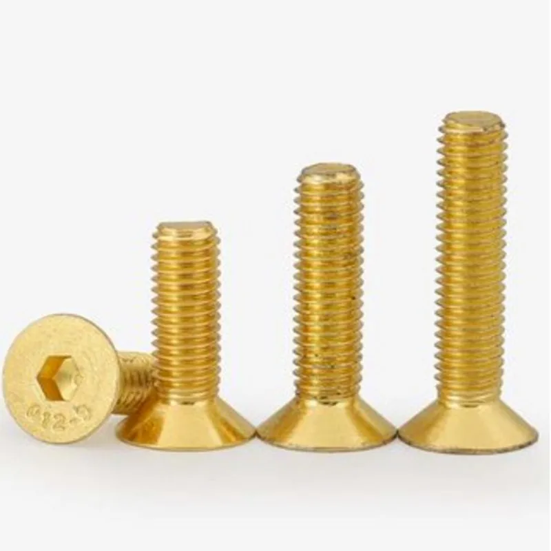 5-20Pcs M2 M2.5 M3 M4 M5 M6 DIN7991 Stainless Steel Titanium Plating Golden Colour Countersunk Flat Hex Hexagon Socket Screws