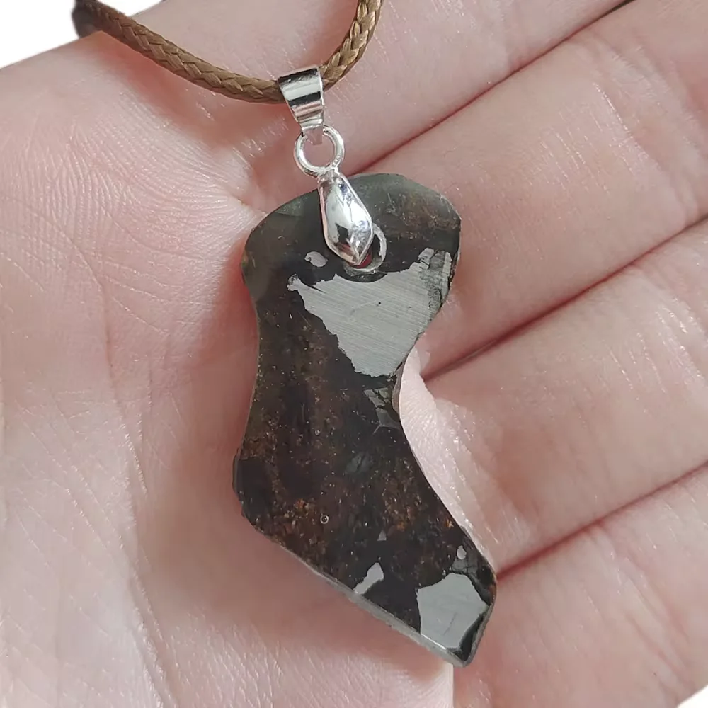 4.8g Brenham Olive Meteorite manual Pendant Olive Meteorite Natural Olive Meteorite Necklace Pendant Specimen Collection- TB61