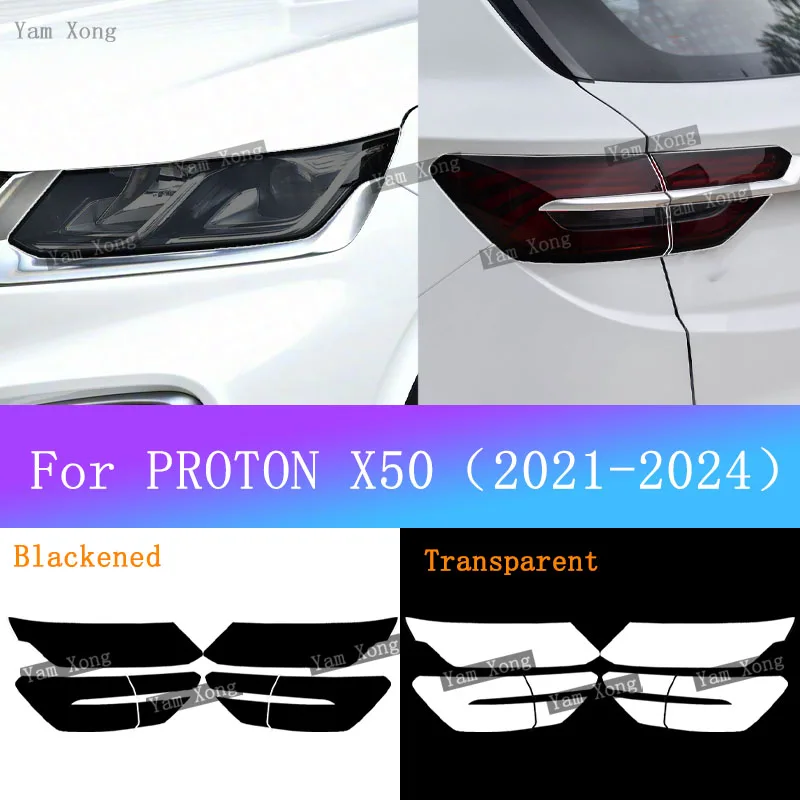 

For PROTON X50 2021-2024 Exterior Front Lamp Transparent Protective Film Front Light Black Anti-Scratch Film Accessories Sticker