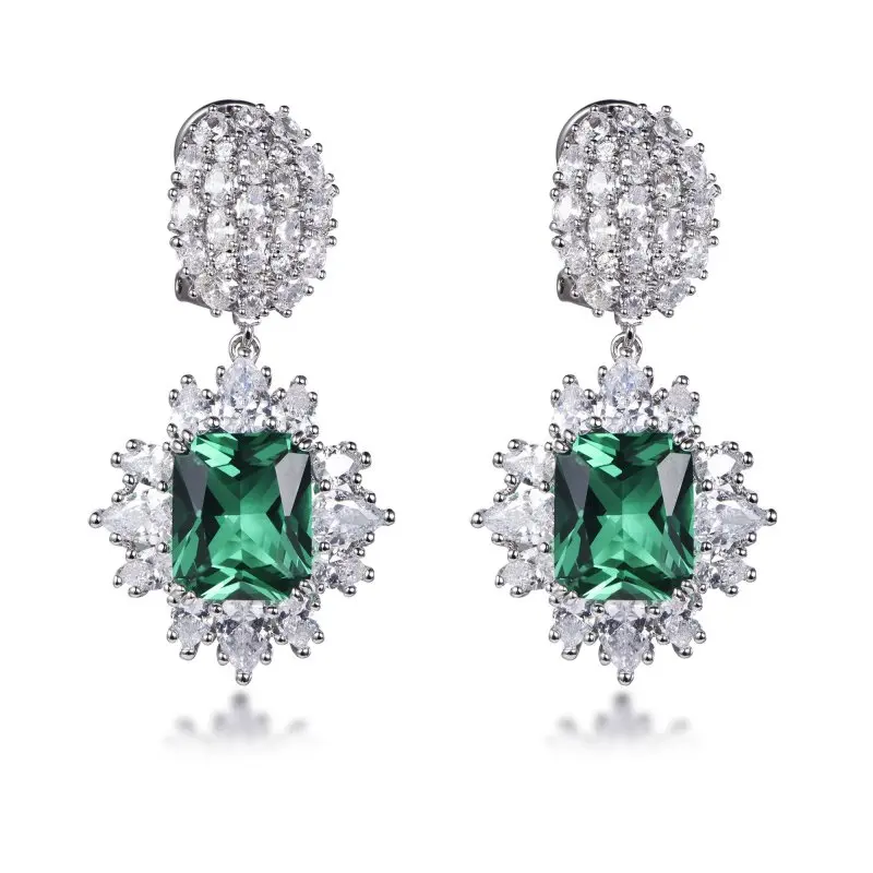 

925 Sterling Silver Round green Cubic Zircon Stud Earrings for Women