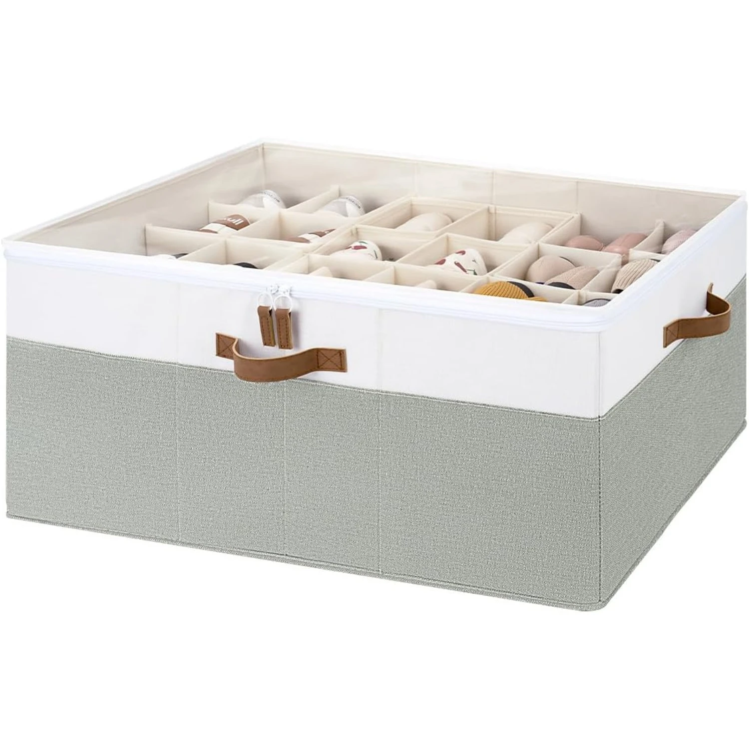 

Shoe Organizer for Closet, Fits up to 24 Pairs, Shoe Cubby Storage Containers with Adjustable Dividers and Clear Cover