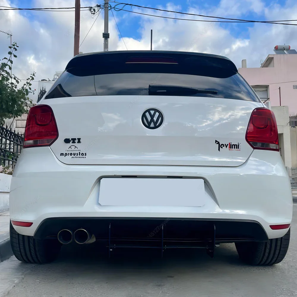 Car Rear Bumper Diffuser Flag Spoiler Splitter For Volkswagen VW Polo MK5 GTI 6R 6C Two Four Door Facelift Accessories 2010-2018