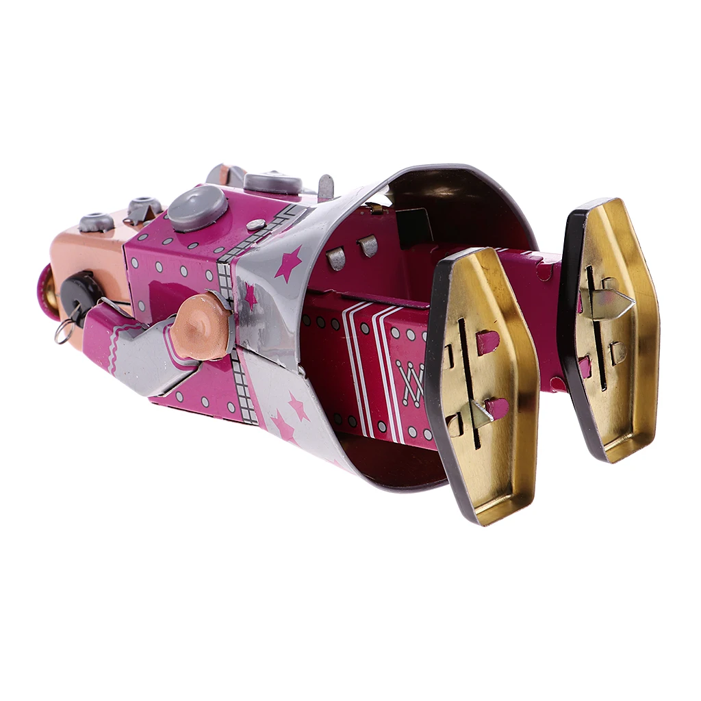 Vintage Clockwork Walking Tin Robot Antique Mechanical Wind Up Toy with Key for Kids Children Birthday Present Home Decor