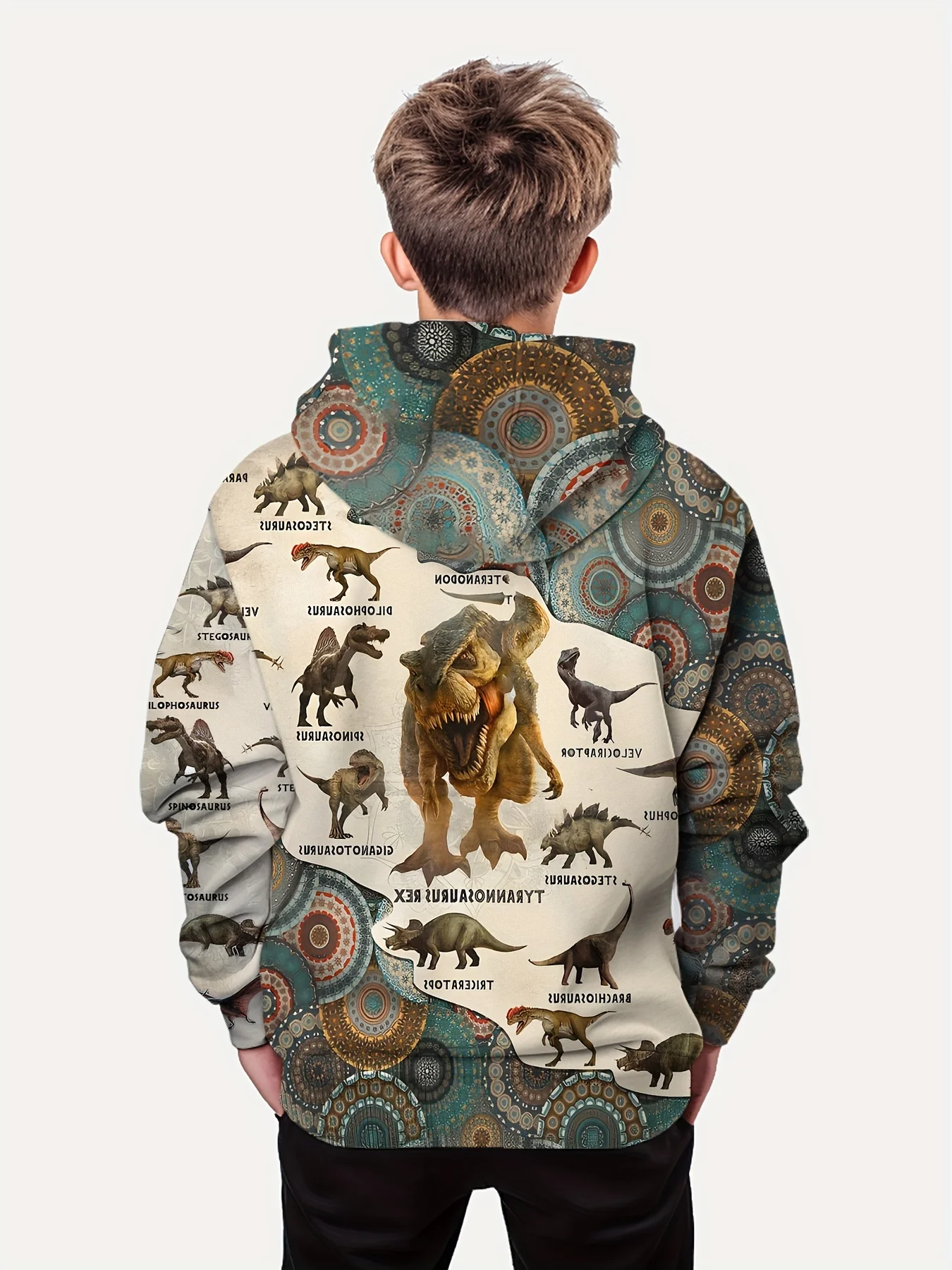 Kinder Kleidung Jungen Hoodies Langarm 3D Dinosaurier drucken Kinder Frühling Herbst Kleidung lässig stilvolle Outdoor-Jungen Kleidung Tops – Detail 8