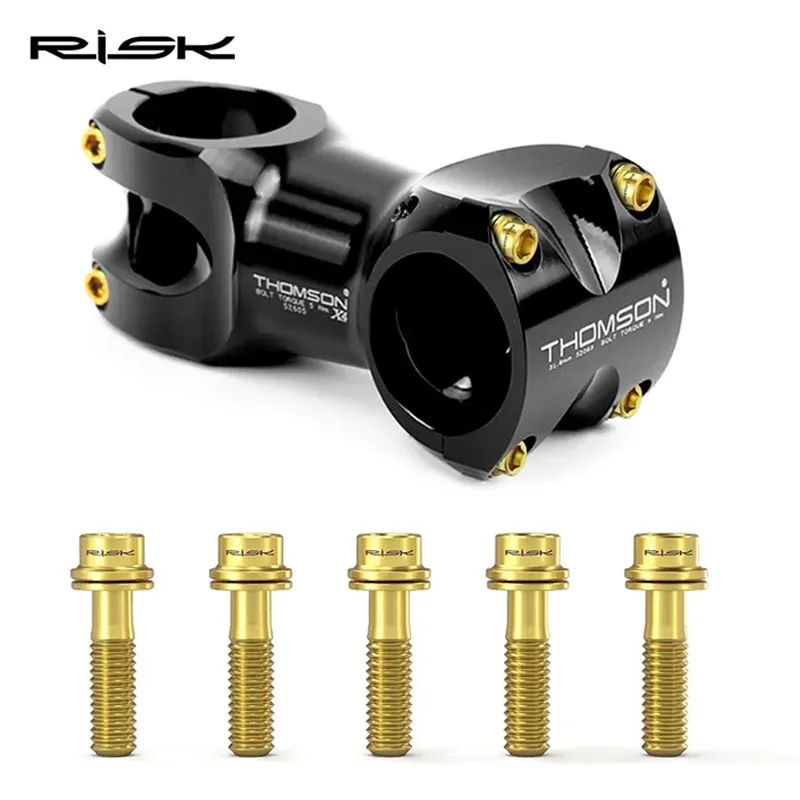 RISK ไทเทเนียมจักรยานสกรู M5 * 16 M5 * 18 จักรยาน Handlebar Stem สกรู Ultralight MTB Power Stem สกรูอุปกรณ์จักรยาน