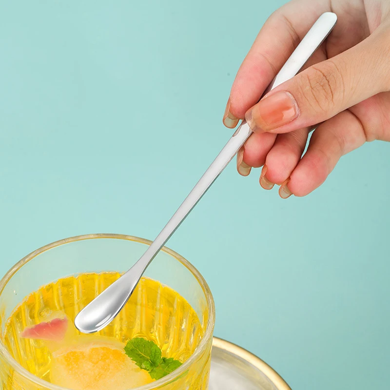 Stainless Steel Coffee Spoon Ice Cream Dessert Tea Stirring Spoon For Picnic Kitchen Accessories Bar Tools Long Handle Spoon