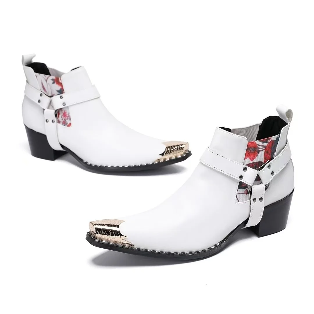 Schwarze Herren-Stiefeletten aus Schlangenleder mit Nietenbesatz, Blockabsatz, auffälliges Design, modische Schuhe für Bars, Bühnen, Streetwear und besondere Anlässe. – Detail 20